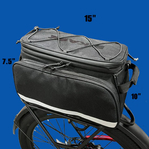 Big Poppa rack bag dimensions and waterproof main compartment