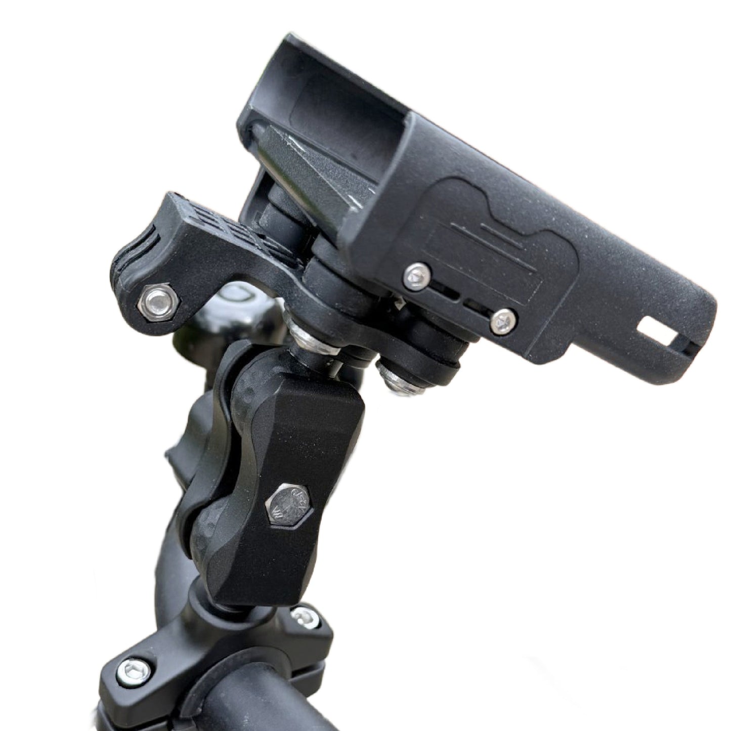 IsoKASE phone holder side view showing rubber vibration isolators