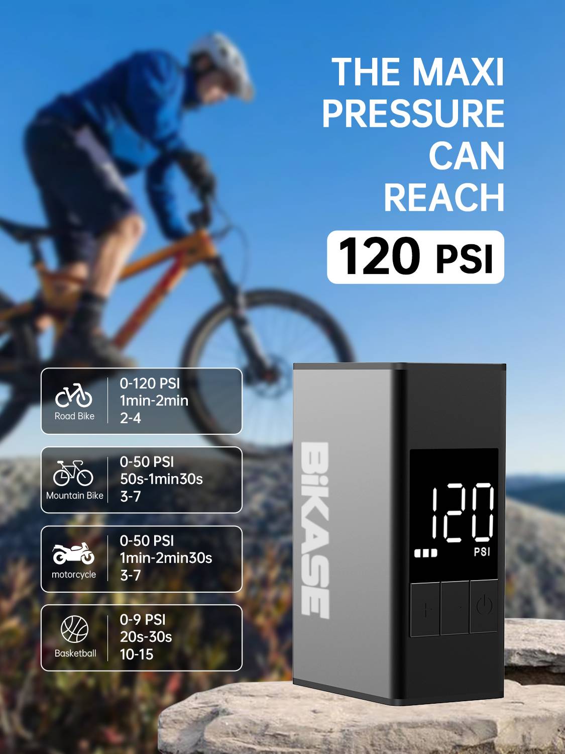 Nano 2.0 mini tire inflator inflating a bike tire