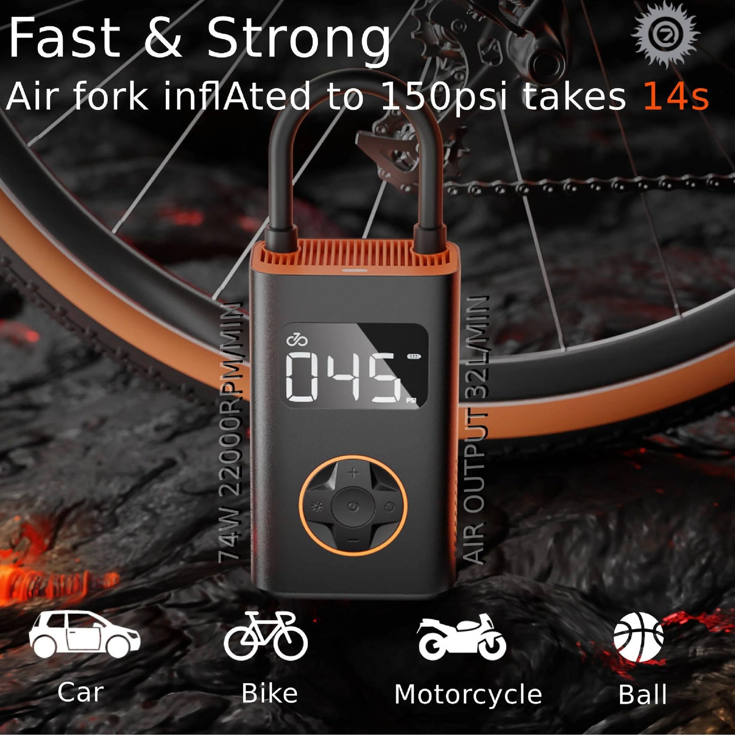 Ebike Portable Tire Inflator Pump